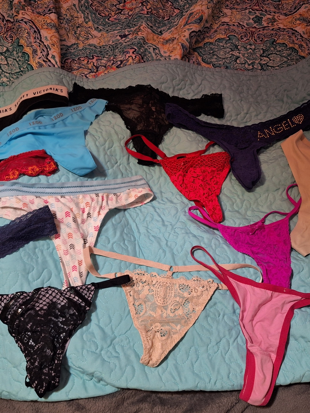 Victoria's Secret Women's Assorted Lace Thong - Pink/Red/Black/Cream